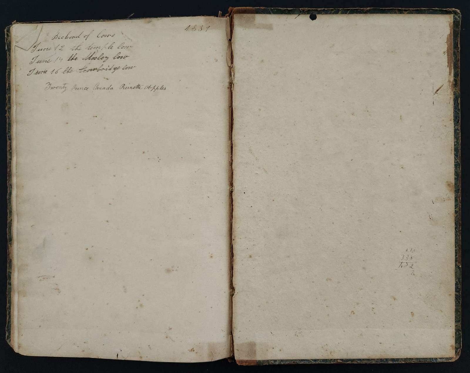 1835-60s antique LEDGER farmingham ma PETER DAVIS farm work horse wagon sider