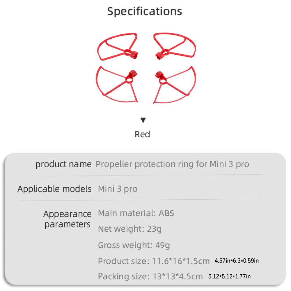 4* Replacement Red Propellers Blades Protectors Guards for DJI Mini 3 Pro Drone