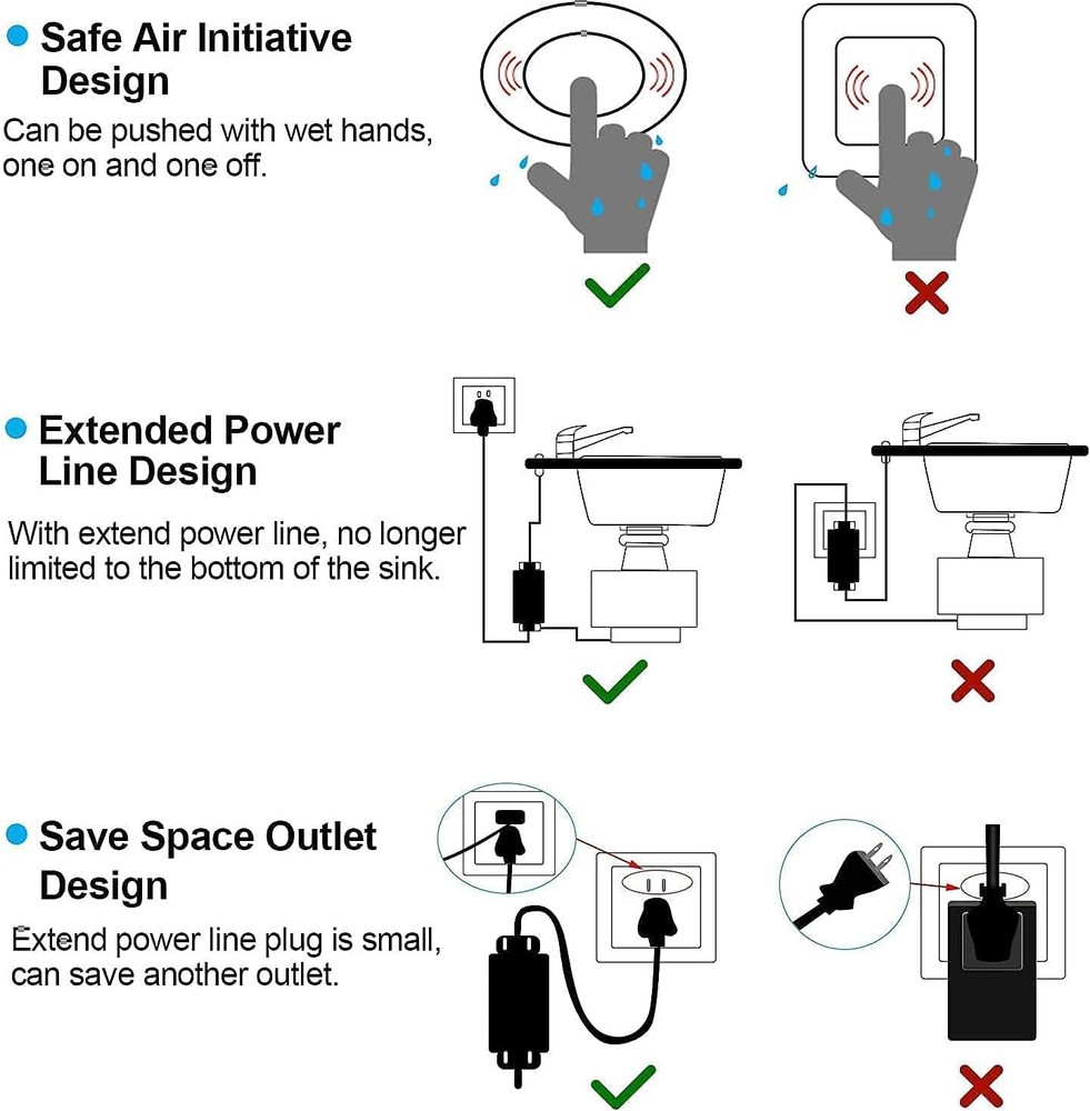 HK Bundle - 2 Items Garbage Disposal Air Switch Kit with Power Cord Kit