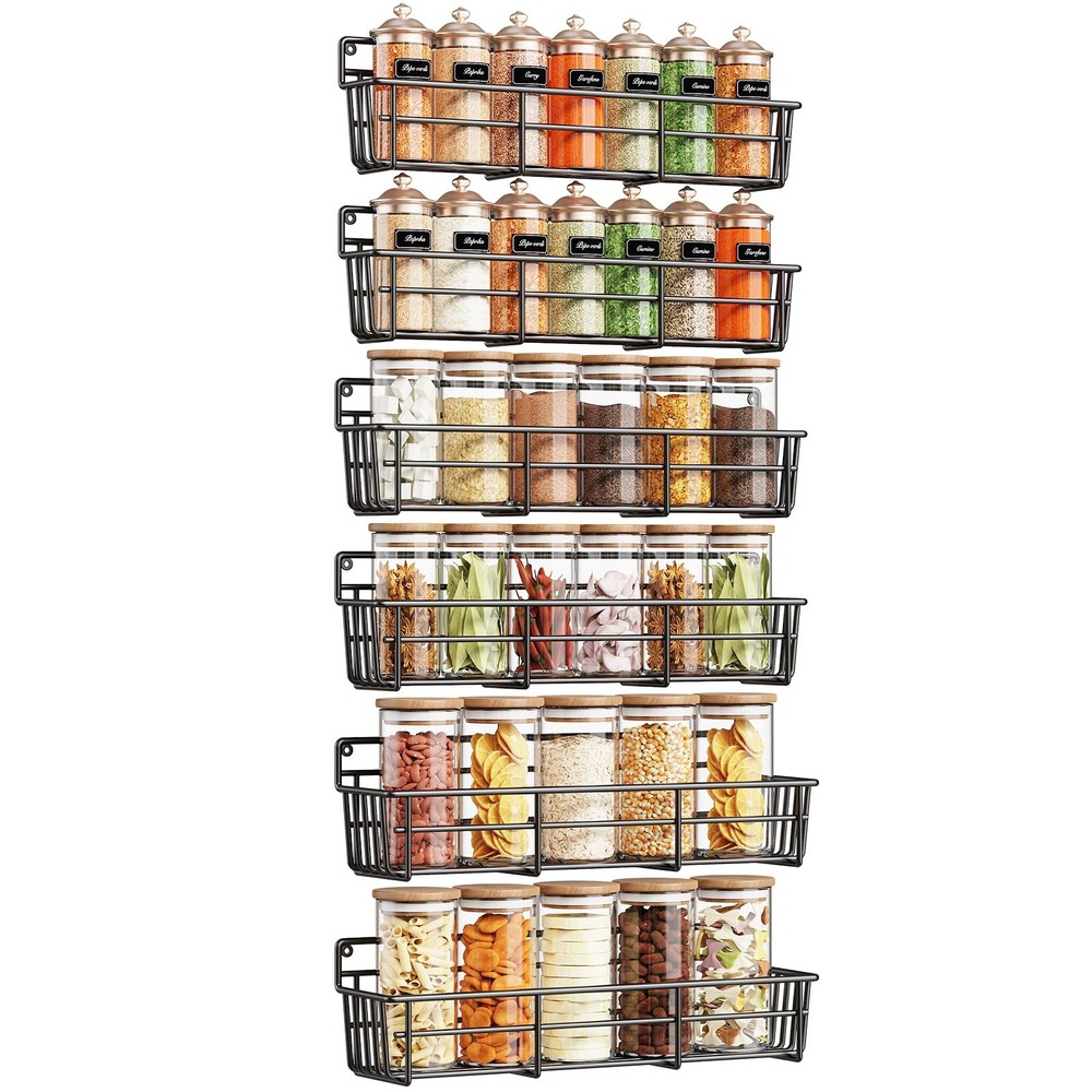 Spice Rack wall mounted 6 Pack, Space-Saving Spice Organizer for Spice Jars a...