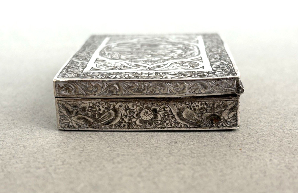 ANTIQUE FINE SILVER PERSIAN BOX Islamic Middle Eastern engraved cigarette case
