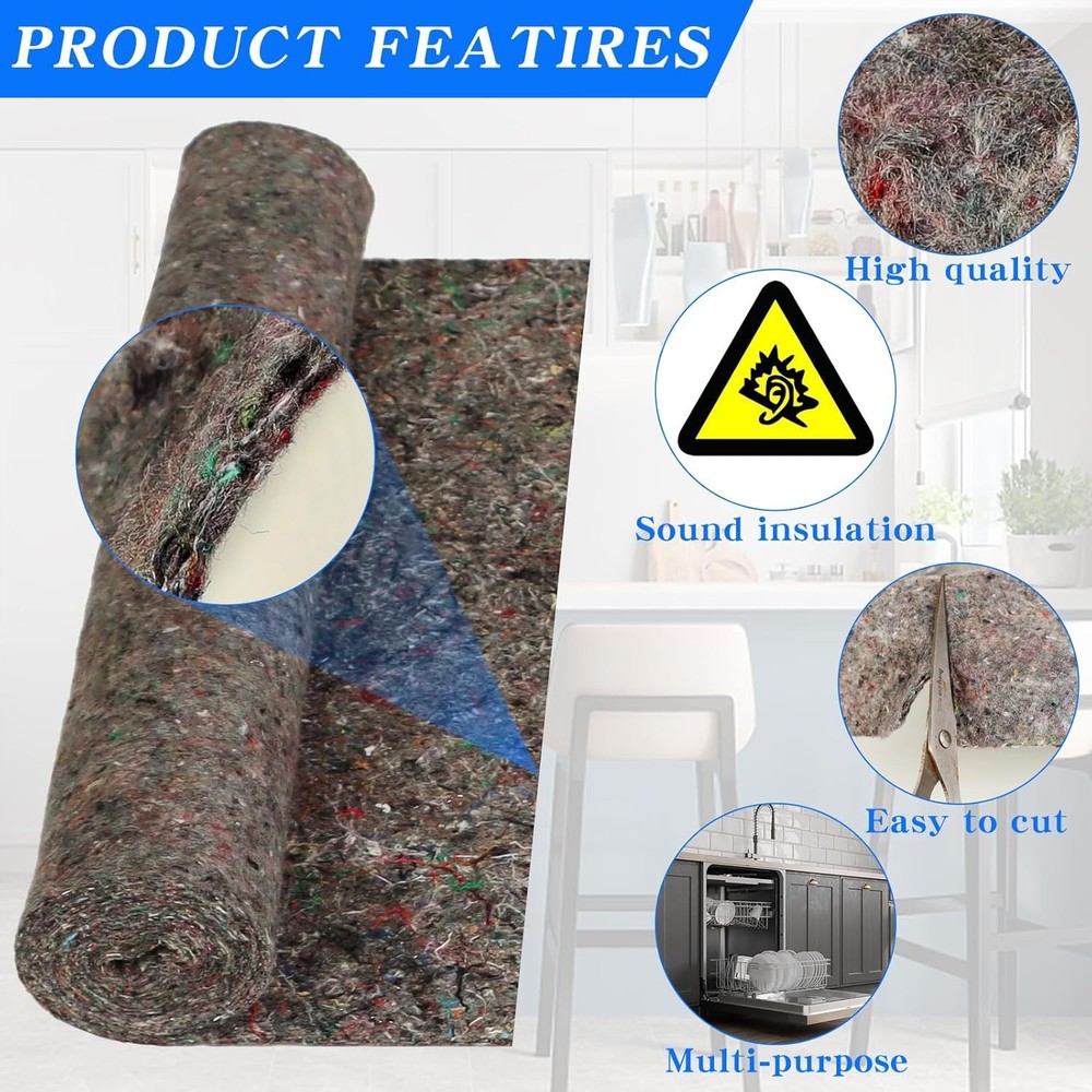 2Pcs Dishwasher Insulation Blanket - Wall & Pipe Blanket, Gray