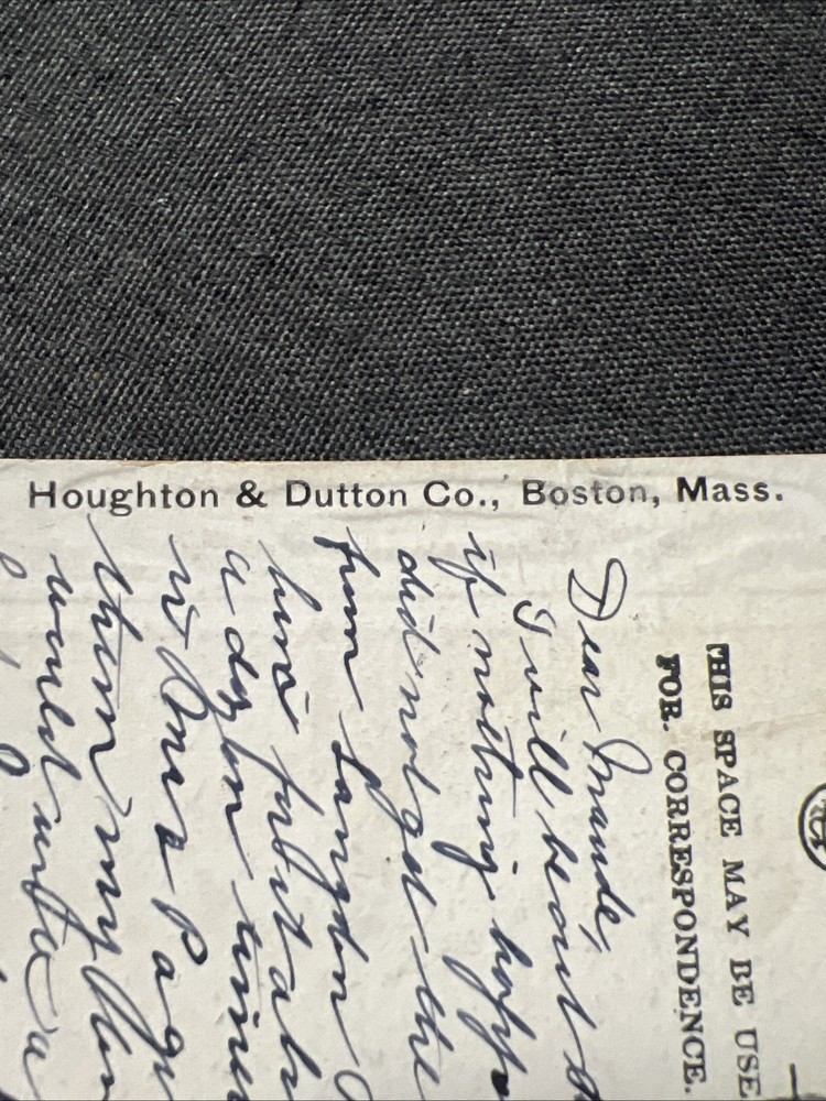 Antique 1909 Post Dated Boston Mass. 1 Cent Stamp Houston & Dutton Co. Postcard