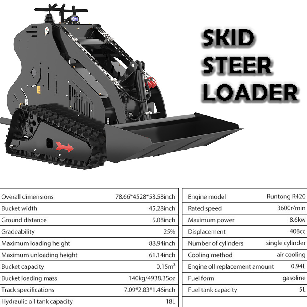 13.5 HP Mini Skid Steer Track Loader Hydraulic Gasoline