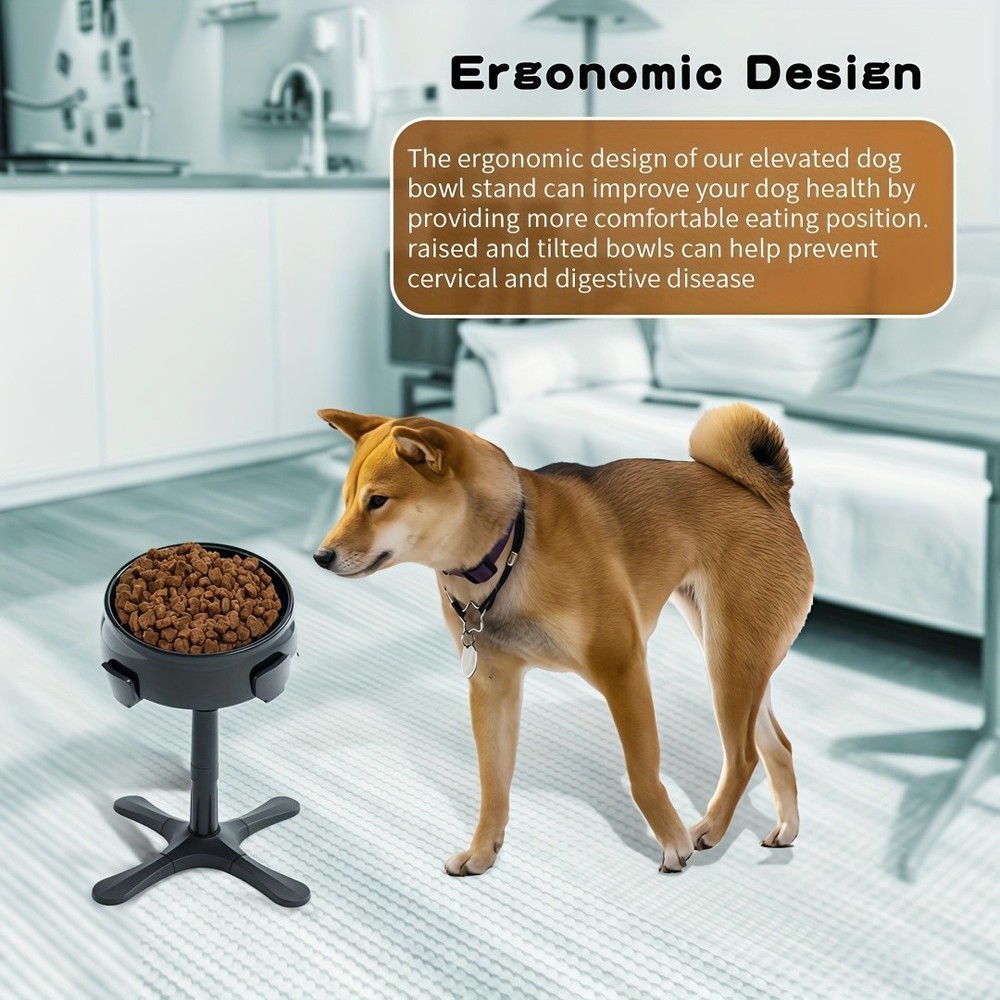 Adjustable Elevated Dog Bowl Stand - 3-Height Tilting Design With Non-Slip Base