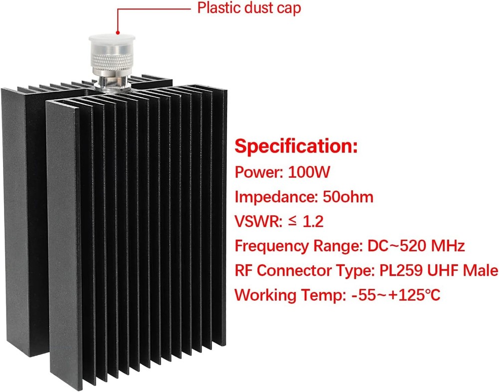 High-Performance 100W Dummy Load with PL259 Connector for Ham Radios