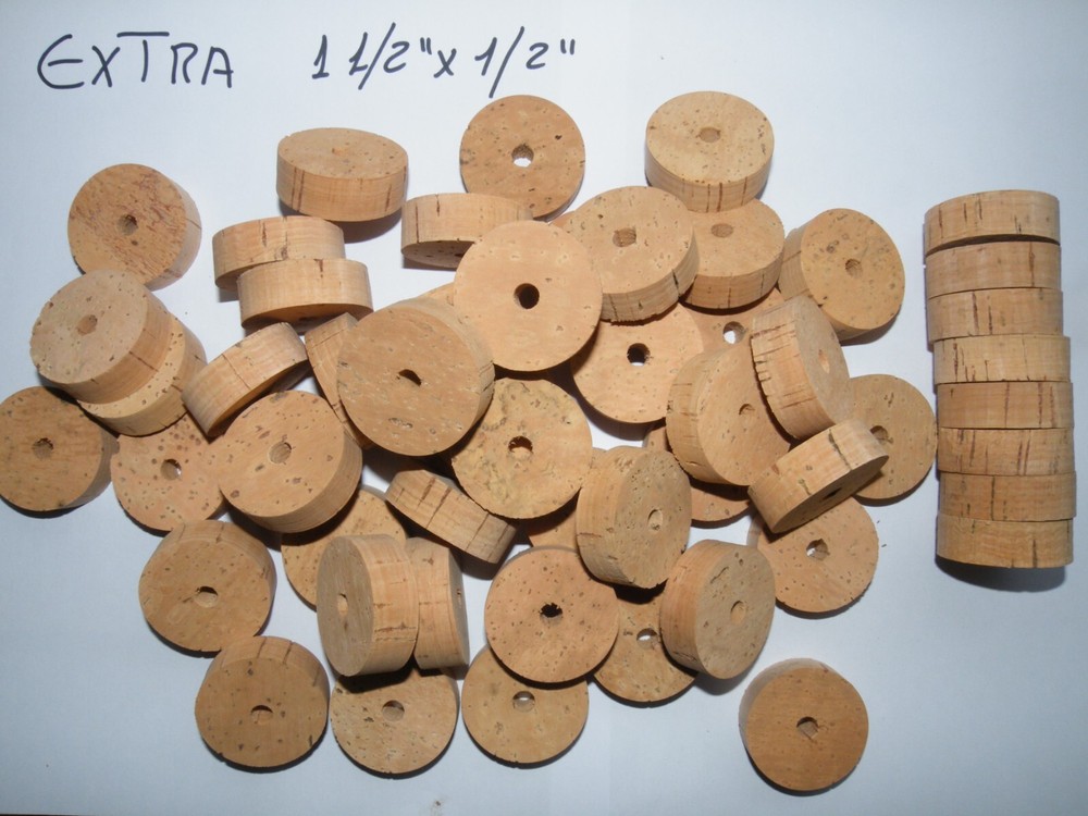 30 CORK RINGS 1 1/2"X1/2" GRADE EXTRA BORE 1/4"