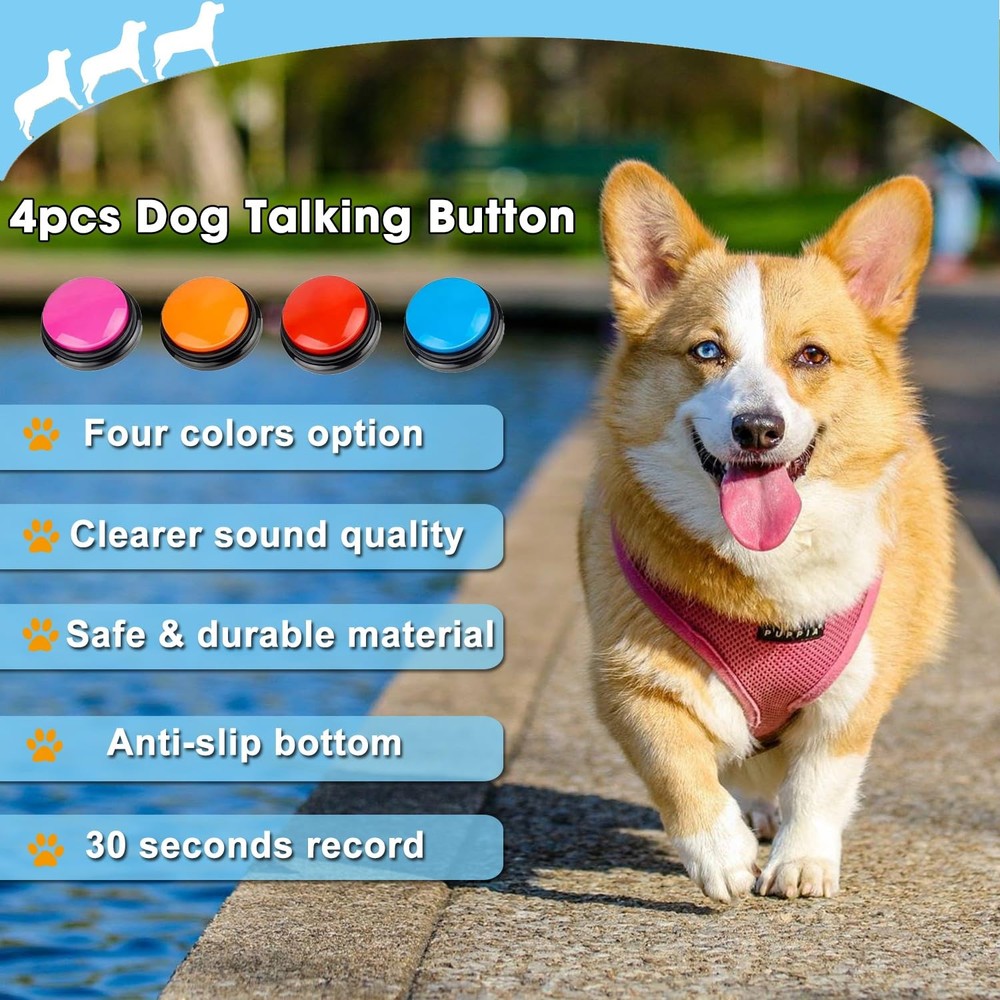 Voice Recording Button, Dog Buttons for Communication Pet Training Buzzer, 30...