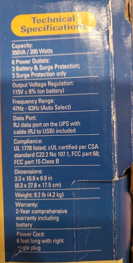 New APC Battery Backup 350va (200 Watts)