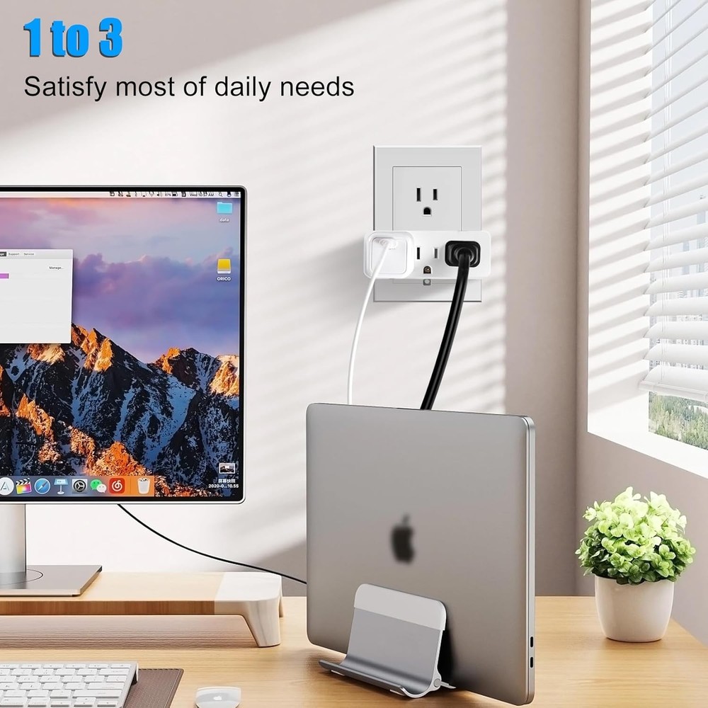 3 to 2 Prong Adapter Triple Outlet Plug Splitter