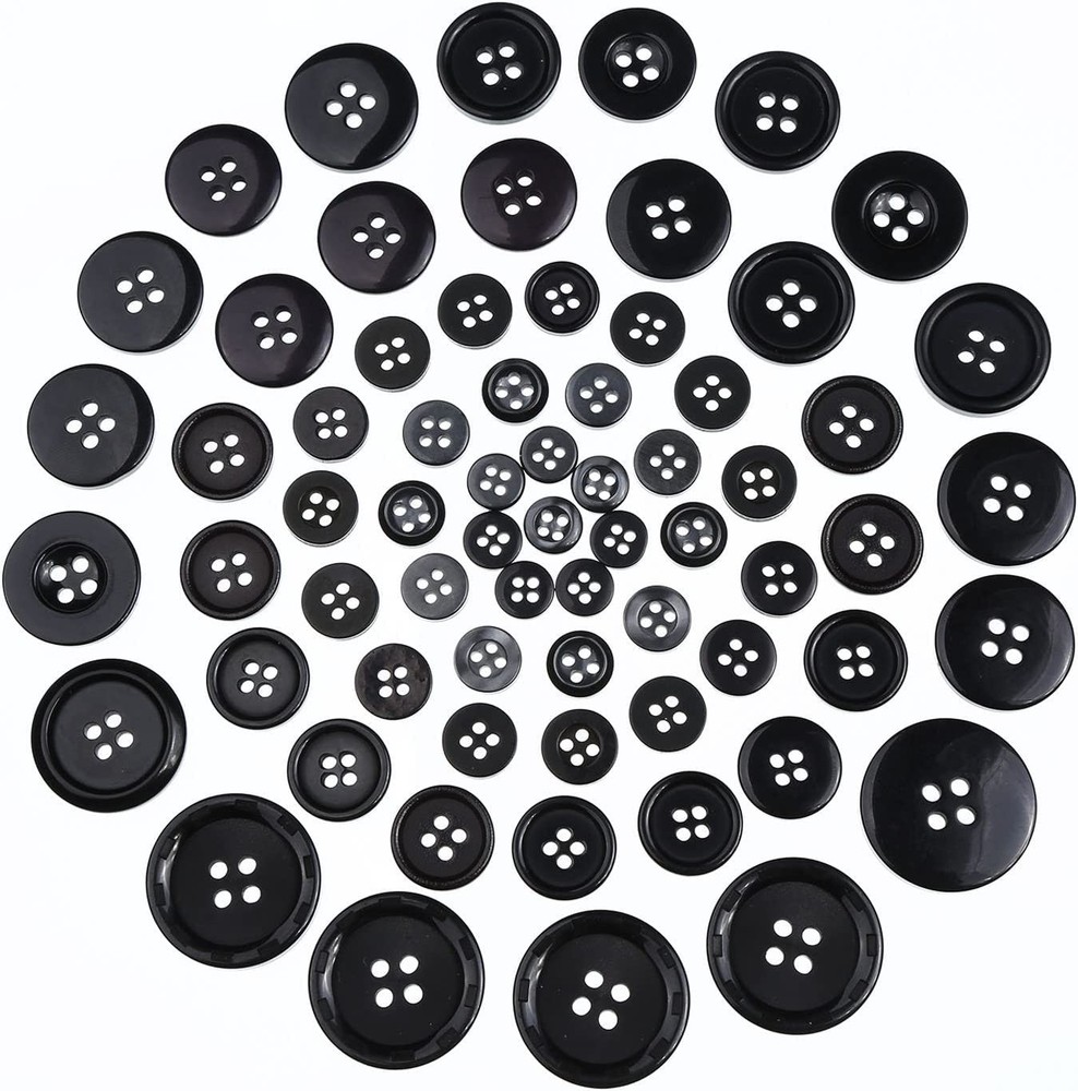 1600Pcs Black Buttons for Crafts Assorted Sizes Craft Button Bulk