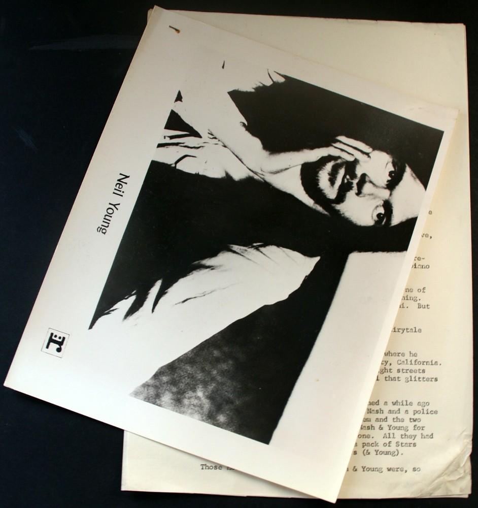 Neil Young Press Release + Photograph Allan McDougall Vintage Original 1970