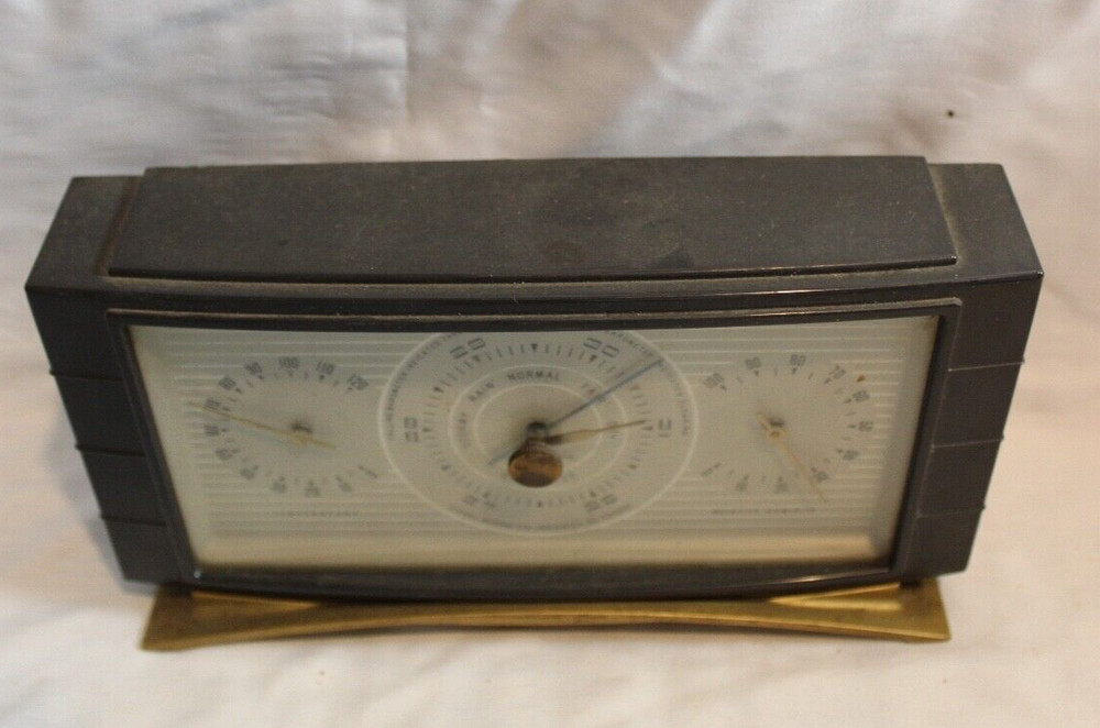 Vintage Airguide MCM Table Top Barometer Temperature Humidity ~ Nice