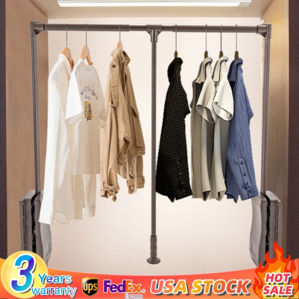 Pull Down Closet Rod Adjustable 22 lbs Load Capacity With Ergonomic Handle