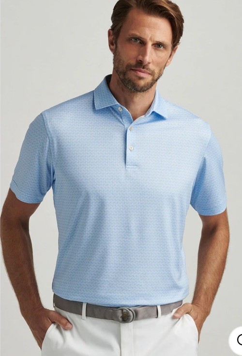 $115 Peter Millar Men's Alta Performance Jersey Polo-Classic Blue-Medium - New