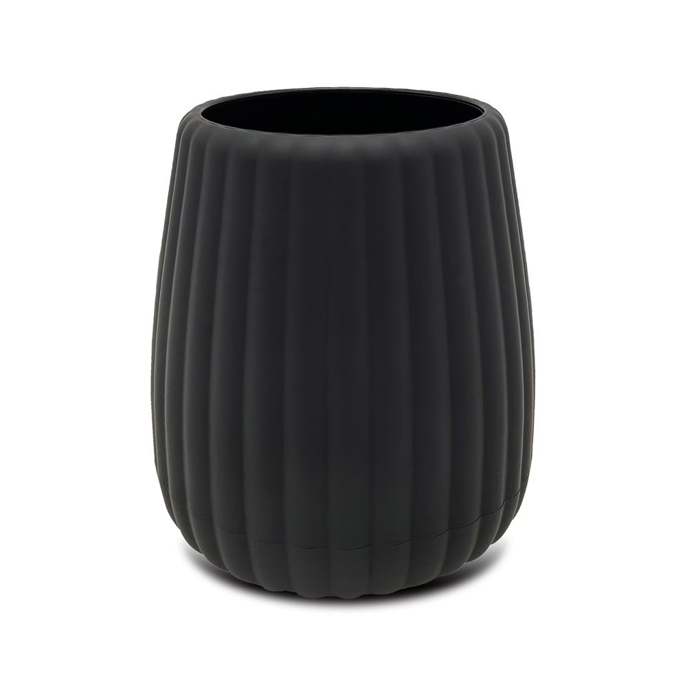 Rubberized Plastic Ribbed Toothbrush Holder in Black