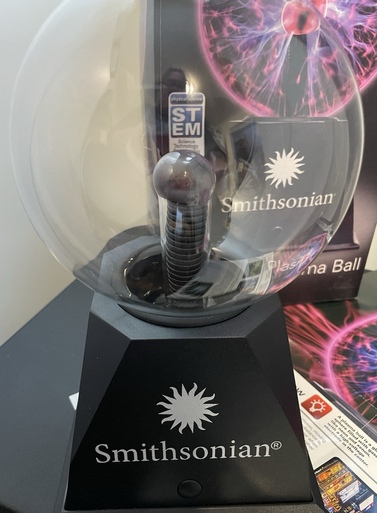 Smithsonian Plasma Ball Battery Lamp–Touch & Sound Responsive Globe Light 6-AA's