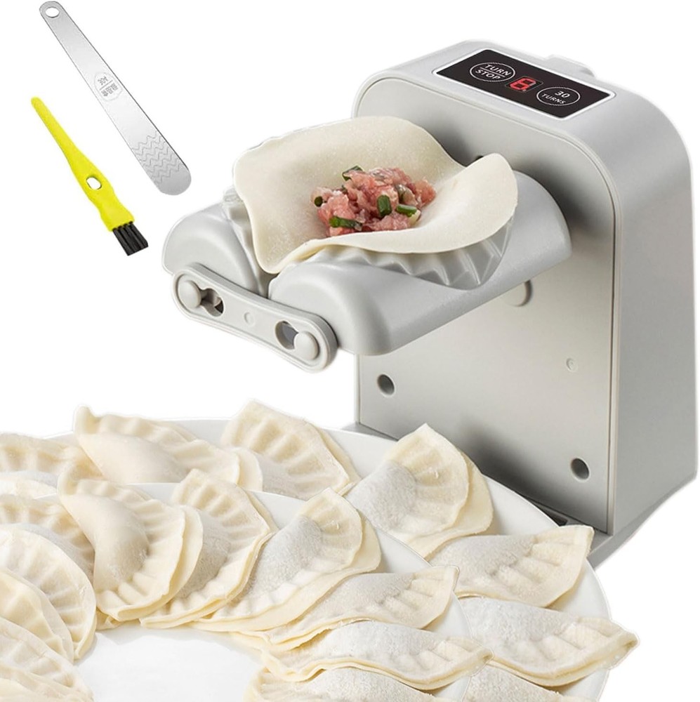 Automatic Dumpling Maker, Electric Press with Spoon & Brush for Home Kitchen