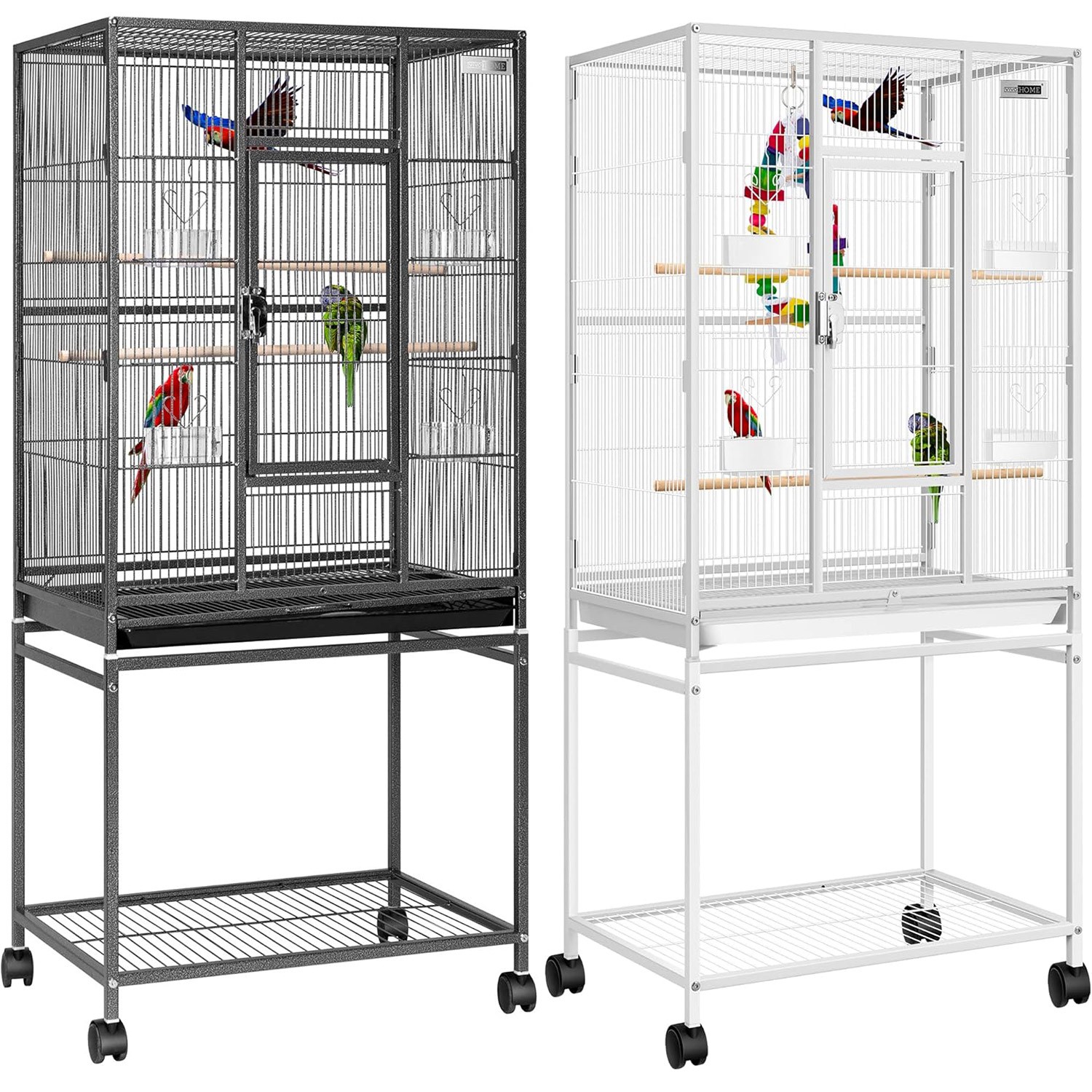 54 Inch Wrought Iron Large Bird Flight Cage with Rolling Stand Parrot Finch Cage