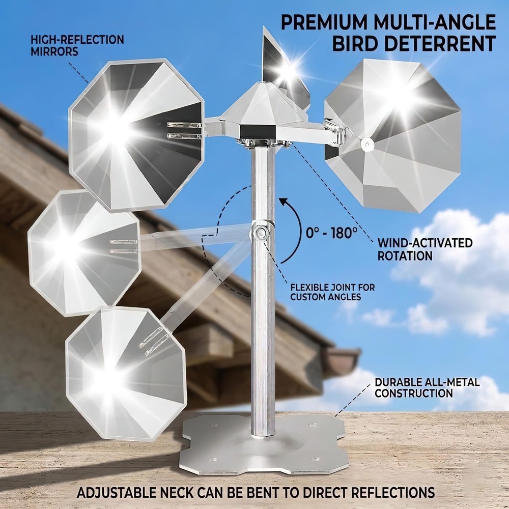 Bird Scare Reflective Device Wind Powered Spinning Silver Reflectors 2PK