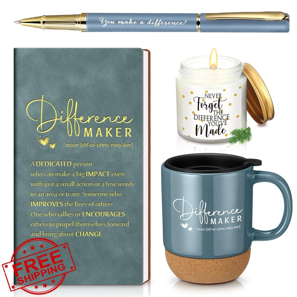 Vesici 4pc Difference Maker Mug Notebook Candle Pen Set