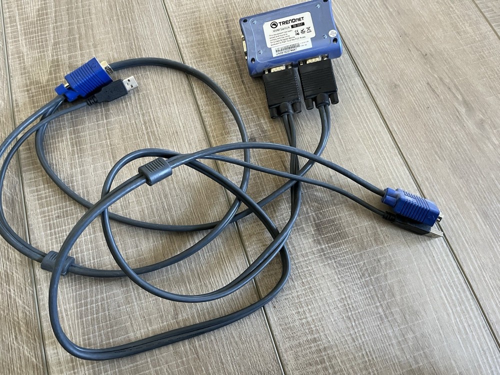 TRENDnet Tk207 2-Port USB KVM Switch With Cords Shown