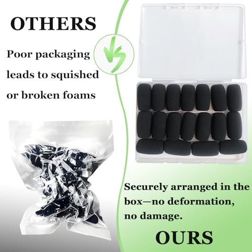 18 Pack AKSONMN Foam Mic Covers for Wireless Laval.operations BLACK-18 Pack