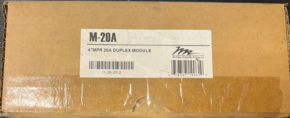 Middle Atlantic M-20A 4" MPR 20A Duplex Power Module New