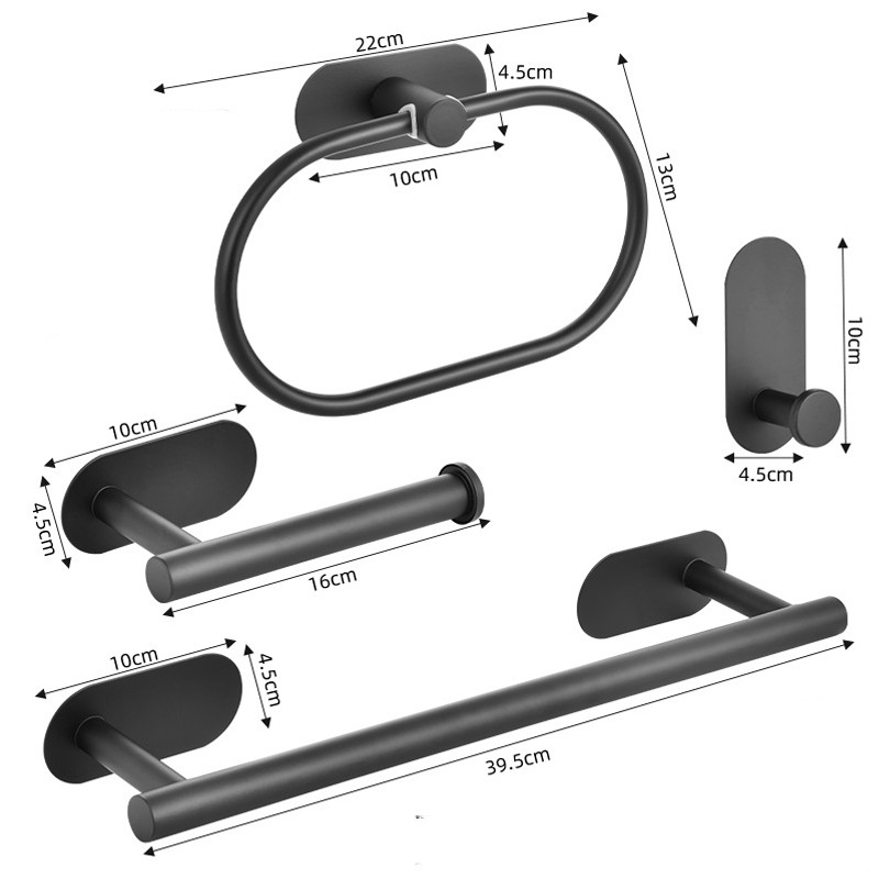 4 Piece Bath Accessories Bathroom Hardware Set Towel Bar Set - Matte Black