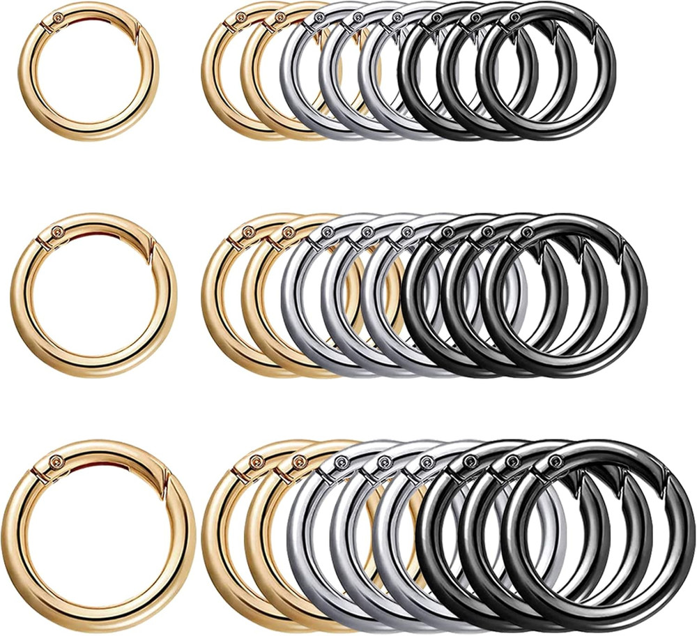 27Pcs Round Snap Buckle Round Clip Hook Trigger Spring O Rings O Ring Keychain C