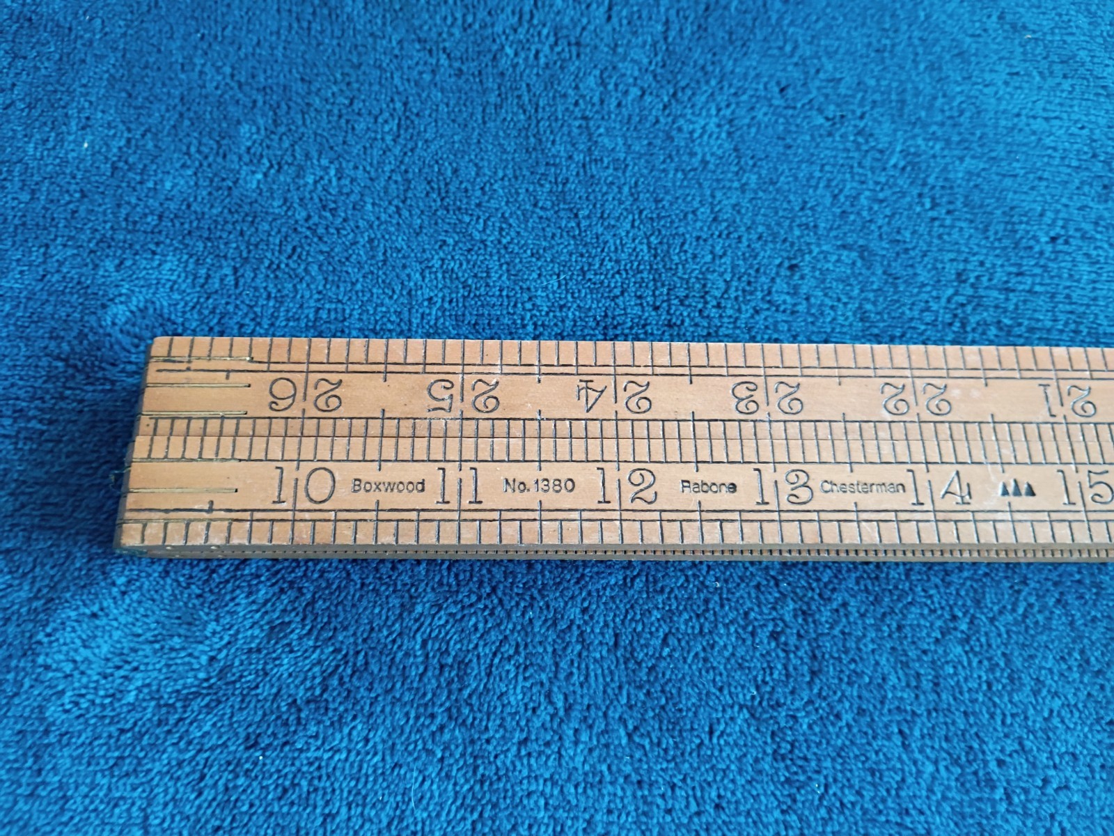 VINTAGE RABONE CHESTERMAN BOXWOOD & BRASS 36 ” FOLDING WOODEN RULE RULER No 1380