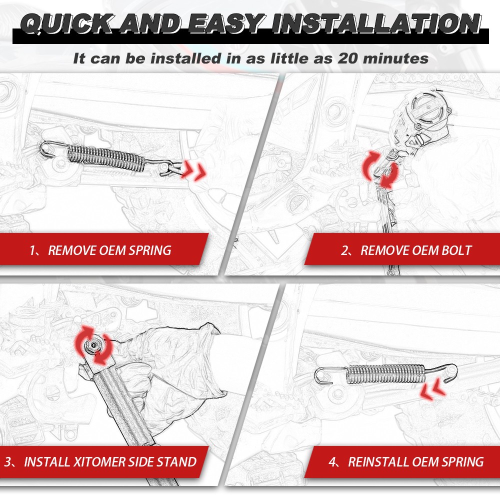 Fit For Yamaha YZF-R3 2015-2025 Adjustable Kickstand & Suspension Lowering Link