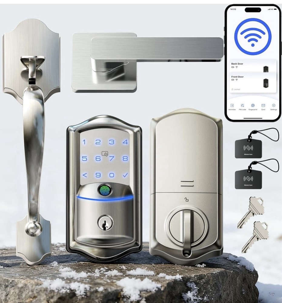 Built-in Wi-Fi Fingerprint Deadbolt Lock ,App Remote Keyless Entry Touchscreen