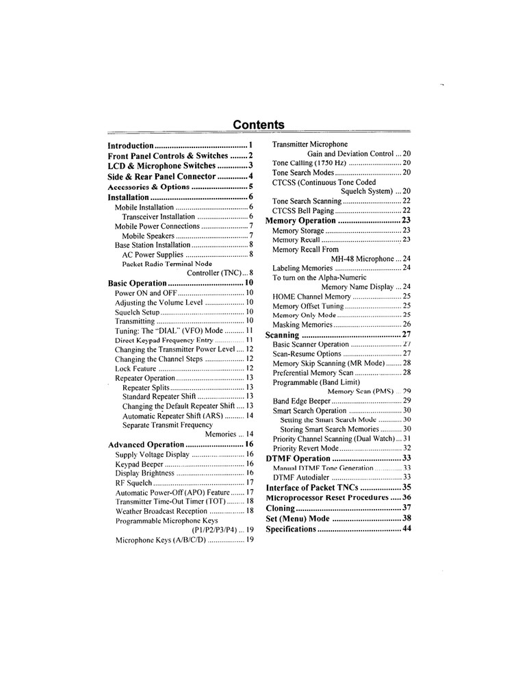 Yaesu FT-1500M — Operating Manual Guide Reference — 52 Pages — Half Size 5.5x8.5