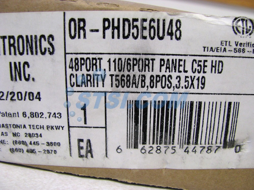 Ortronics Cat5e 48-Port Patch Panel OR-PHD5E6U48 ~STSI