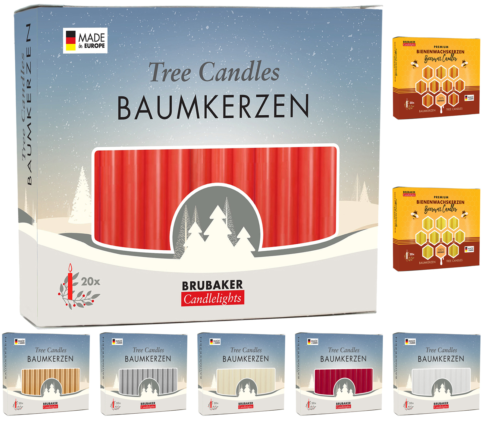 BRUBAKER 100% Beeswax Tree Candles - Pack of 20 - Honey Colored - 3.74"