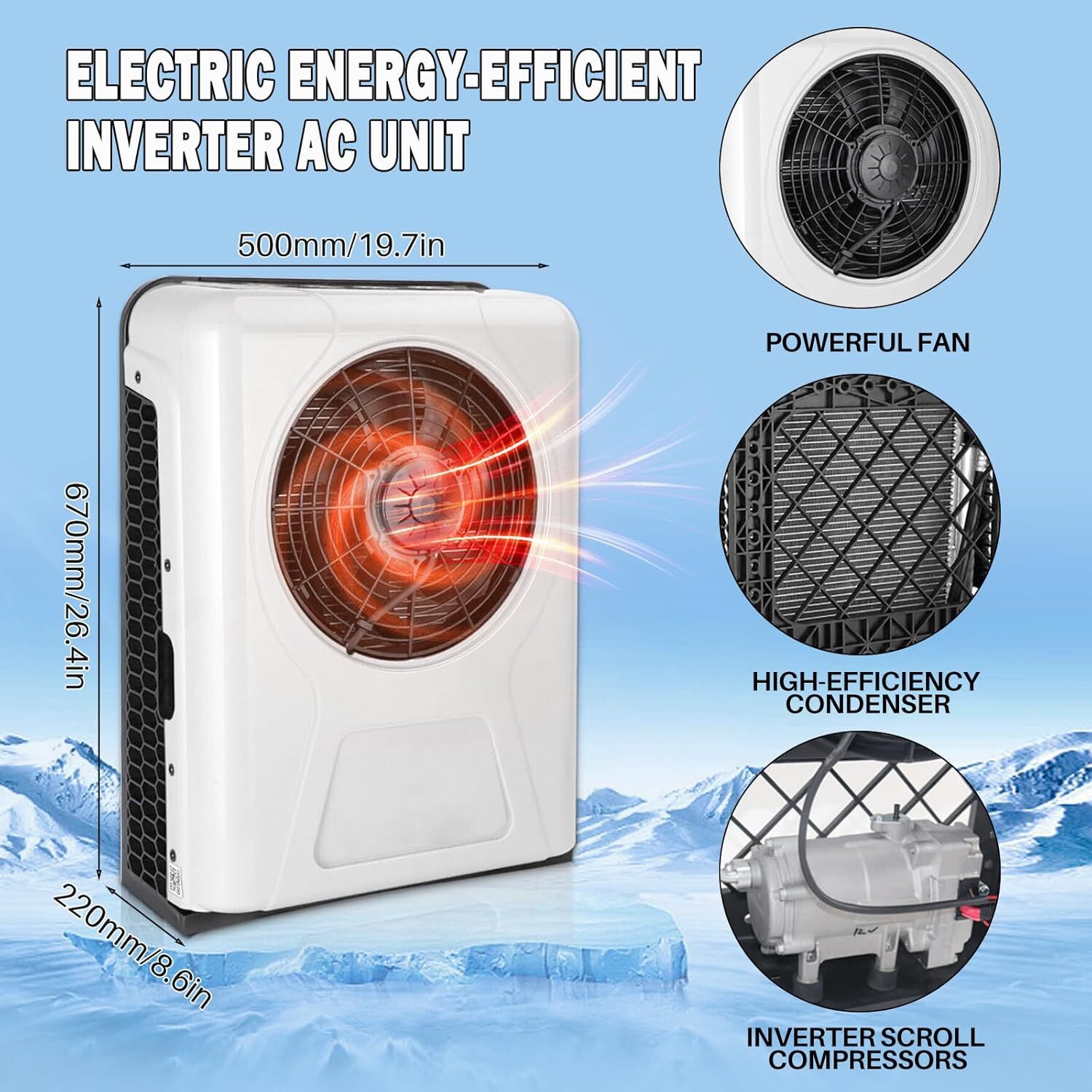 12000BTU 12V Truck Cab Air Conditioner Split AC for Semi Trucks Bus RV Caravan