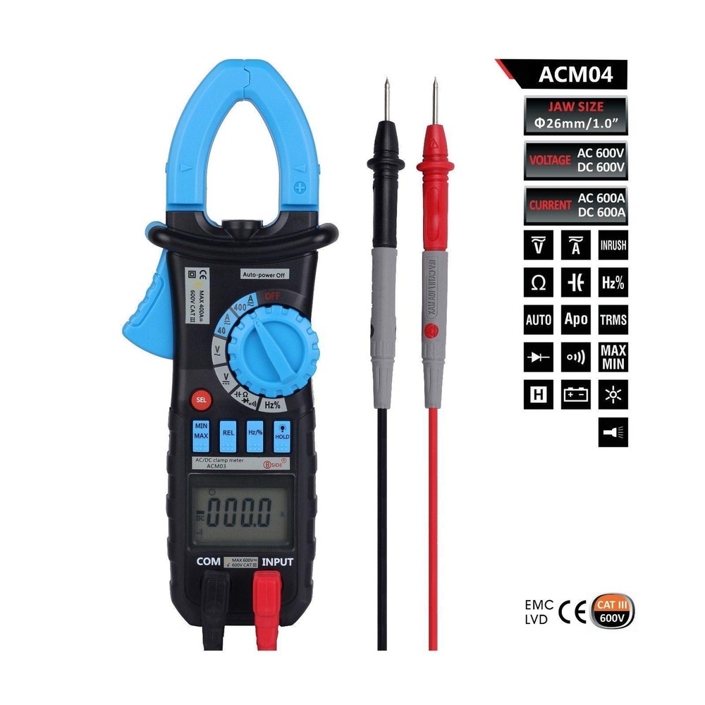 ACM04 6600 True RMS AC DC Handheld Auto Range Digital Clamp Meter tester