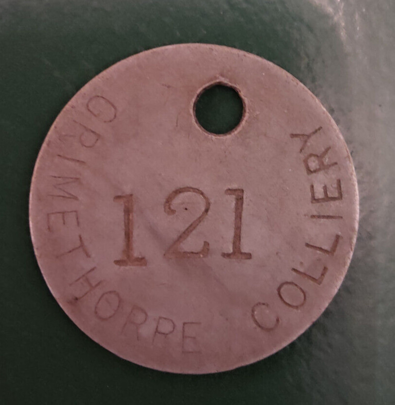 GRIMETHORPE Colliery Pit Check Tally - marked GRIMETHORPE COLLIERY 121