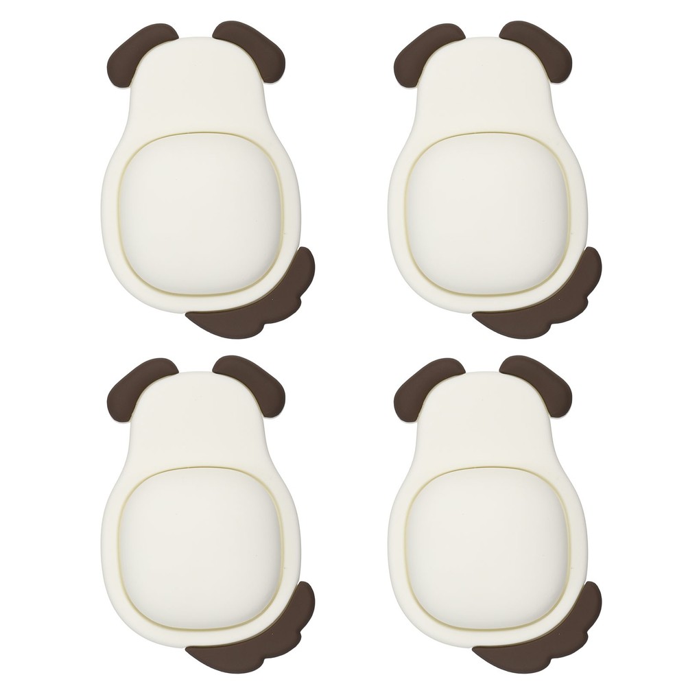 4Pcs Door Knobs Stopper, Dog Door Handle Bumper Guards, White/Brown