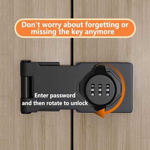 Closet Locks for Double Doors - Keyless Cabinet Lock with Code - 3 Black 1 Pack