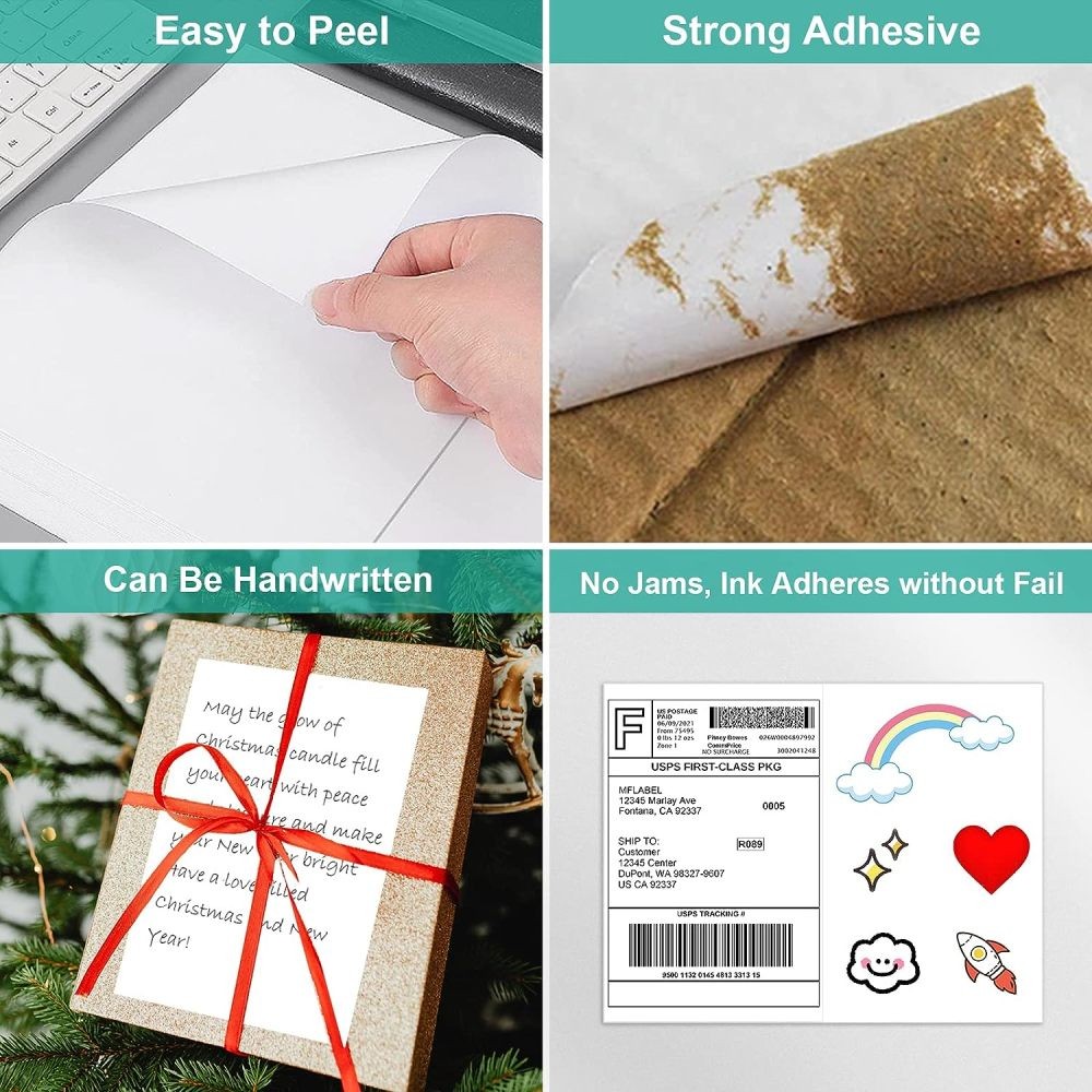 Premium 8.5x5.5 Half Sheet Shipping Labels 2 per Sheet Matte White Self Adhesive