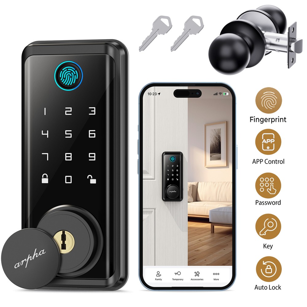 ARPHA Keyless Entry Smart Door Lock+Handle Fingerprint Electronic Keypad App