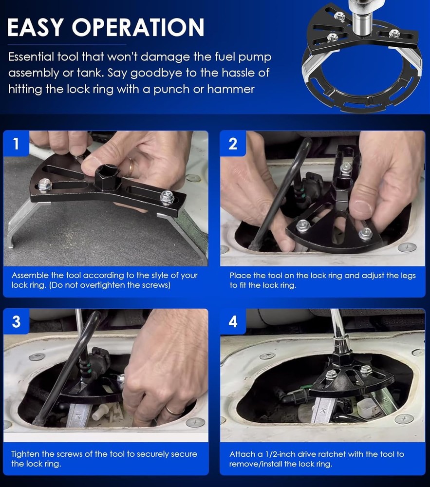 Adjustable Fuel Tank Lock Ring Tool Kit Universal Fuel Pump Ring Removal Tool