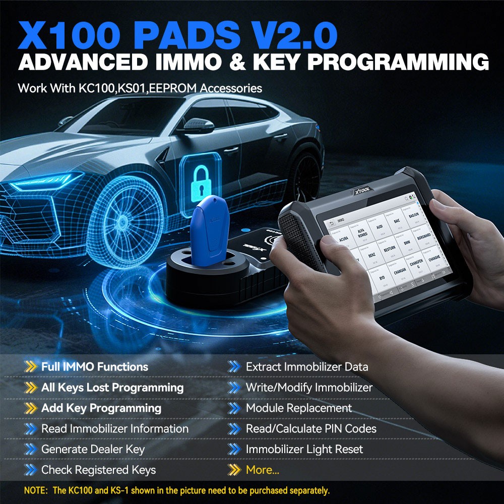 XTOOL X100PADS OBD2 Scanner IMMO Car Key Programmer Full System Diagnostic Tool