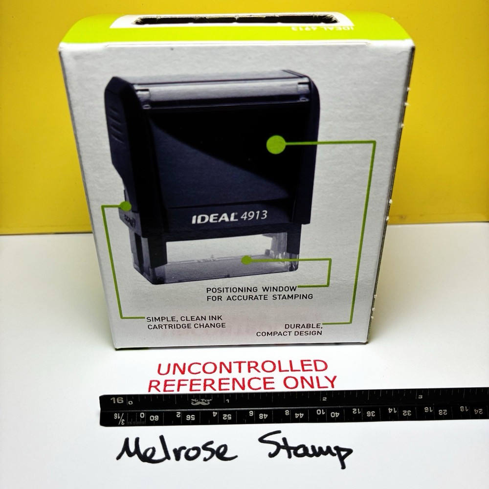 Uncontrolled Reference Only Rubber Stamp Red Ink Self Inking Ideal 4913