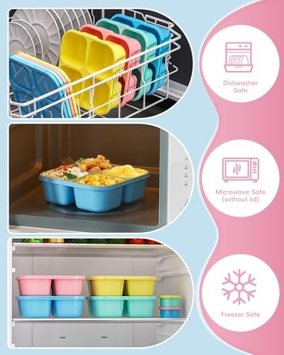 4 Pcs Snack Box Containers Set, Reusable 4 Compartment Lunchable 4 pcs