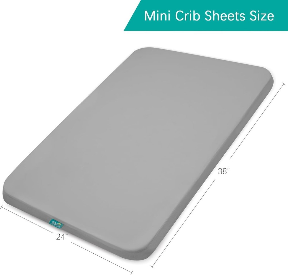 2 Pack Mini Crib Sheets Fitted Waterproof 38''x24'' Mattress Protector Cover