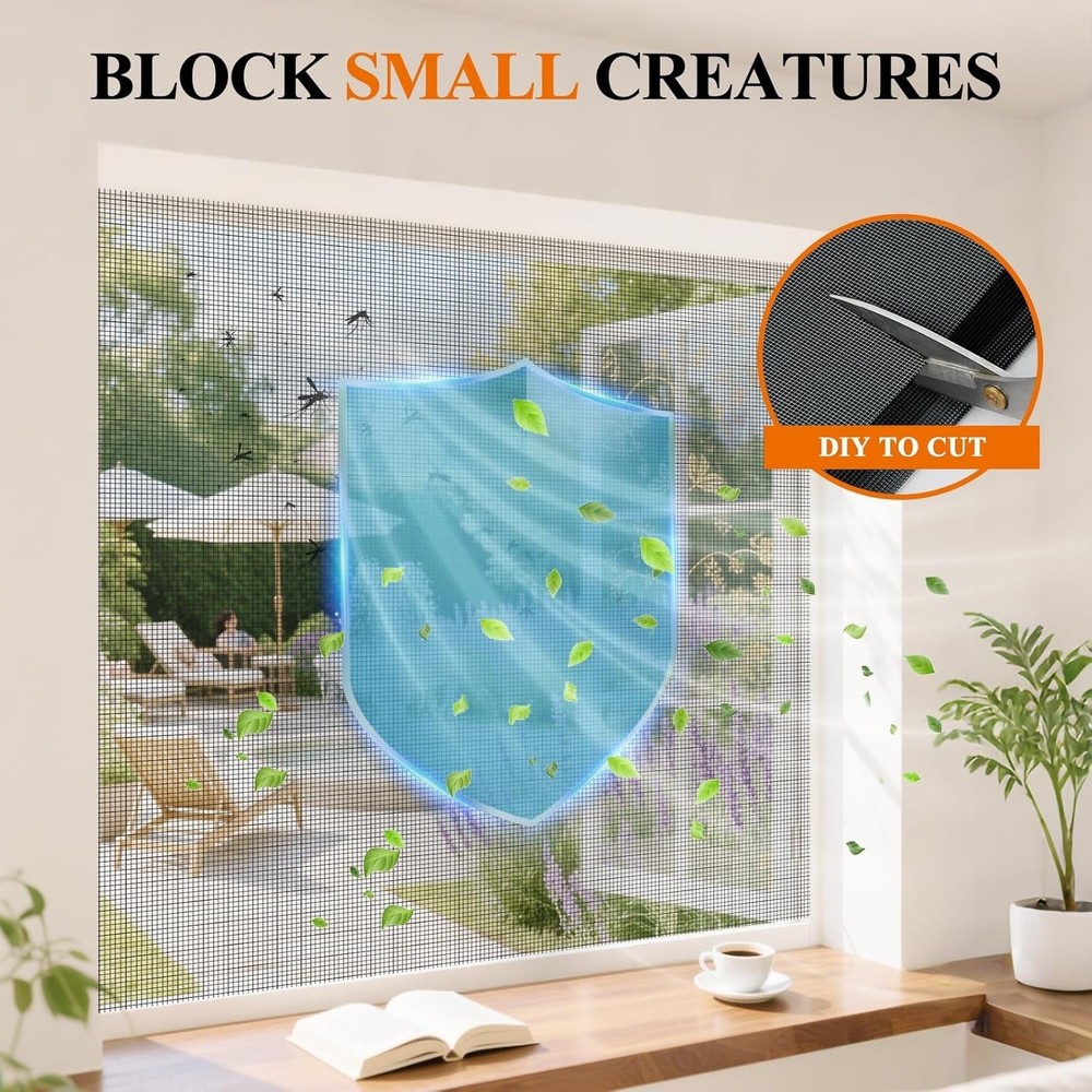 Customizable Window & Door Screen Replacement Kit, Easy Install & 65.6 FT Spline