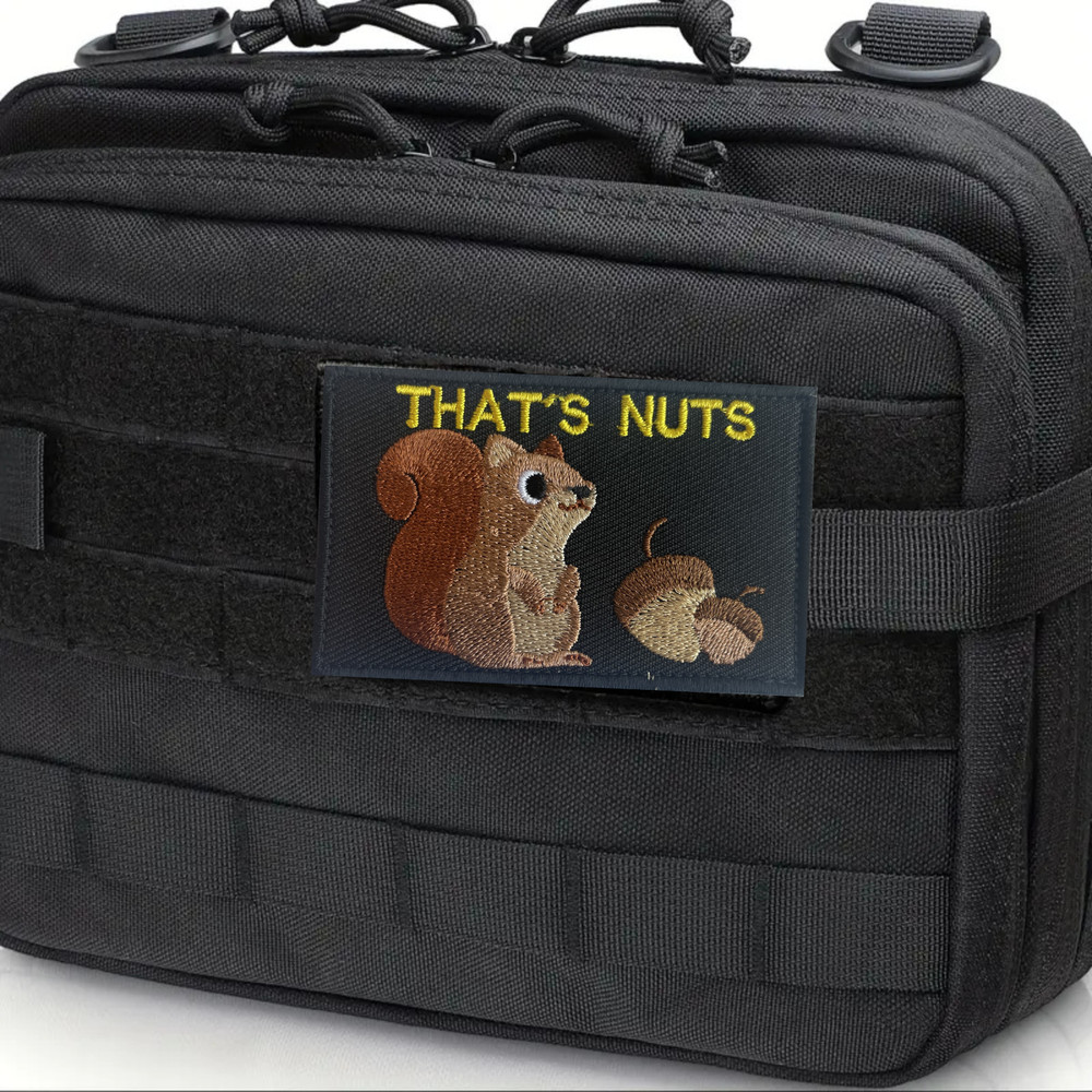 That's Nuts Funny Squirrel Morale Patch Hook and Loop 3x2 inch